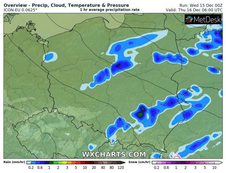 W nocy pojawią się słabe opady