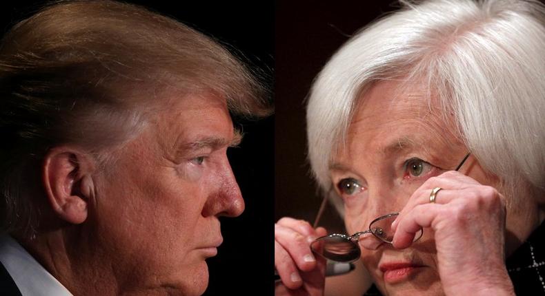 President Donald Trump and Fed Board Chair Janet Yellen.