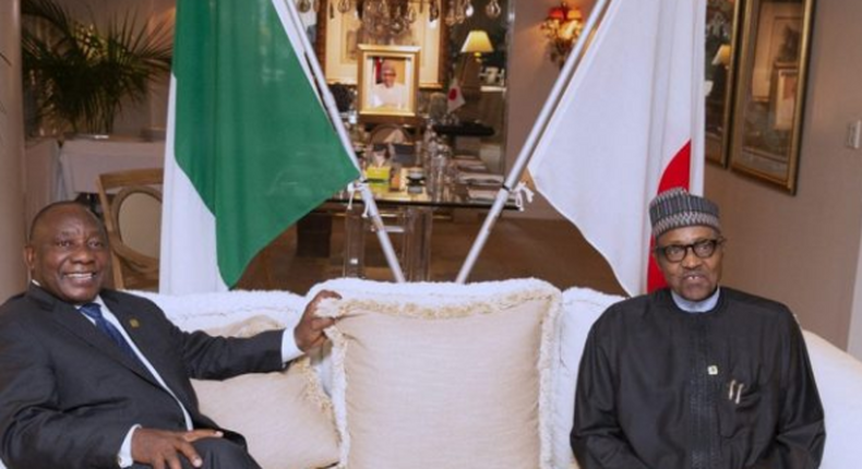 President, Cyril Ramaphosa of South Africa and President Muhammadu Buhari met in Japan. (TheCable)