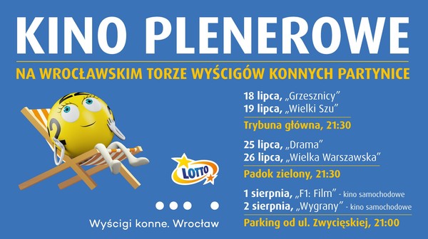 Repertuar został dobrany tak, aby łączyć kino rozrywkowe, tytuły kultowe oraz filmy związane z Wrocławiem, Partynicami i światem wyścigów konnych. 