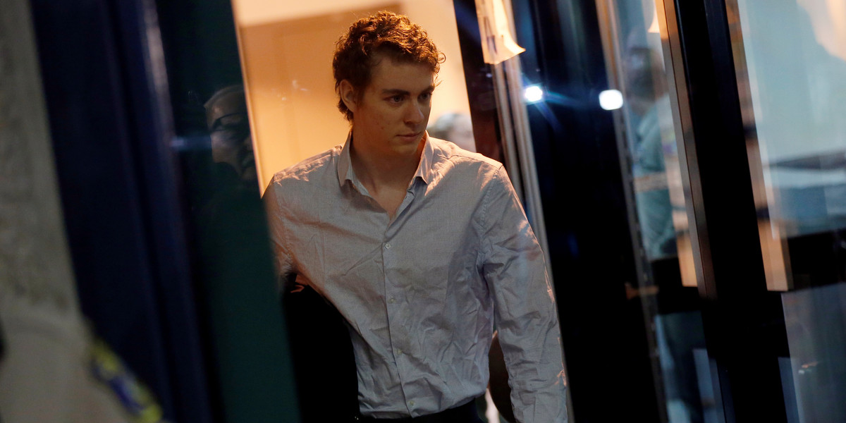 Brock Turner, the former Stanford swimmer convicted of sexually assaulting an unconscious woman, leaving the Santa Clara County Jail in San Jose, California, on Friday.
