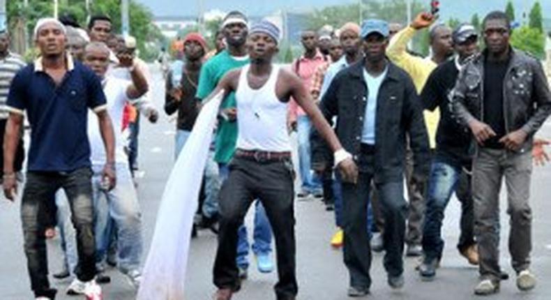 Ex-militants protesting the non-payment of their stipends in Port-Harcourt.