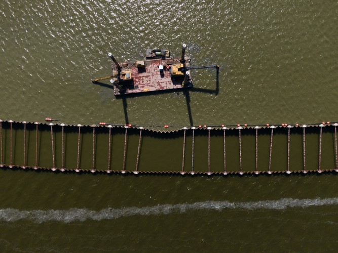 Przekop Mierzei Wiślanej - budowa sztucznej wyspy na Zalewie Wiślanym, źródło: Grupa NDI / BESIX