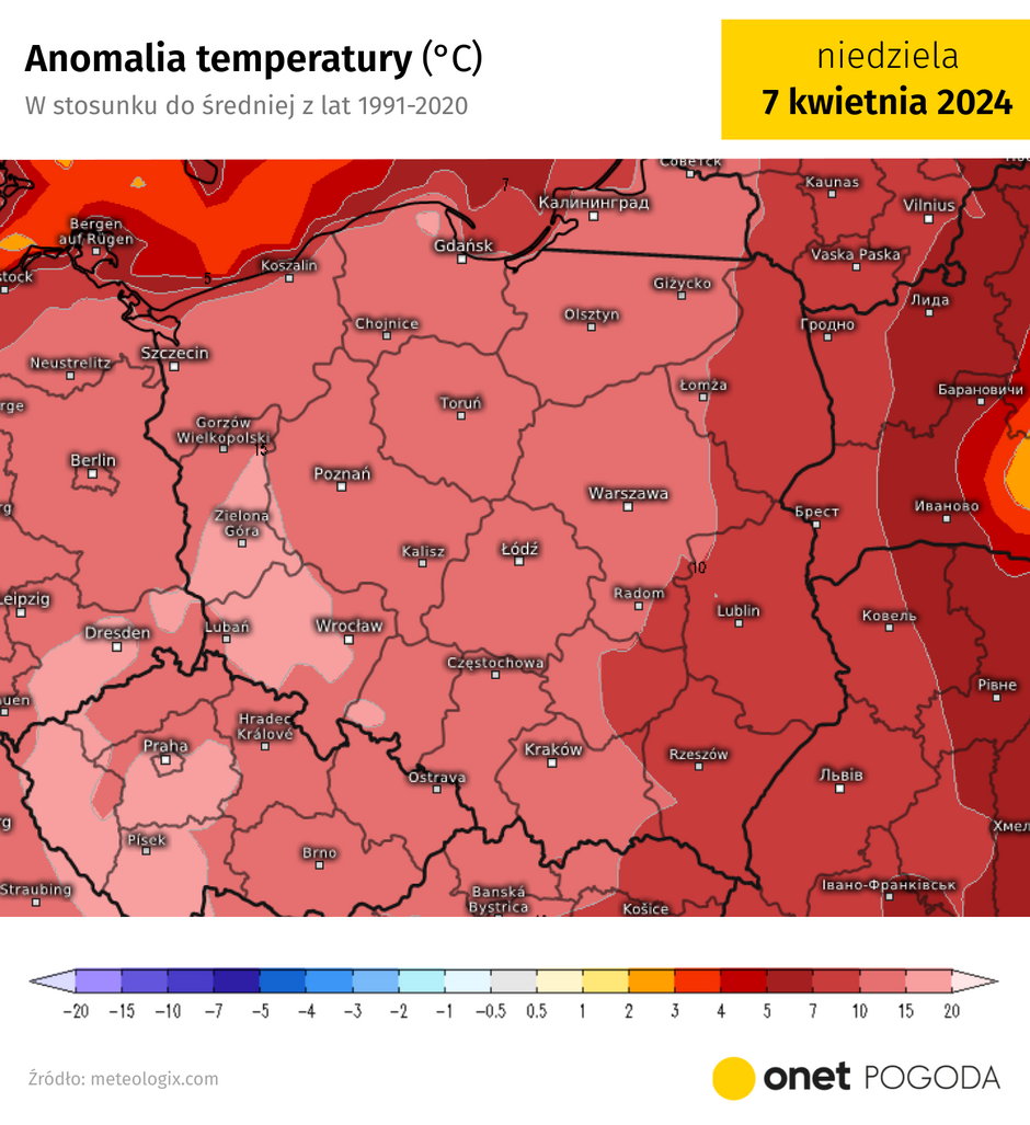 Miejscami będzie o ponad 15 st. C cieplej niż zwykle o tej porze roku