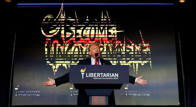 Donald Trump addressed the Libertarian Party National Convention on May 26, 2024.Chip Somodevilla/Getty Images