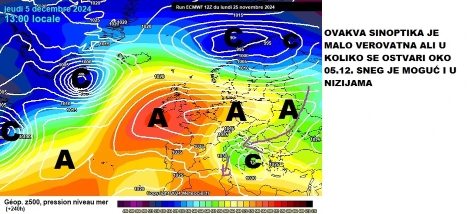 Oko 4.-5. decembra sneg je moguć i u nizijama