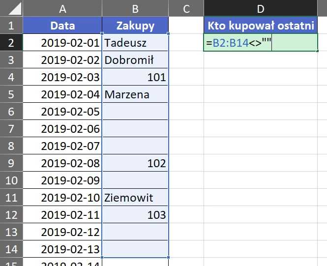 3.23  Sprawdzanie, czy komórka jest wypełniona