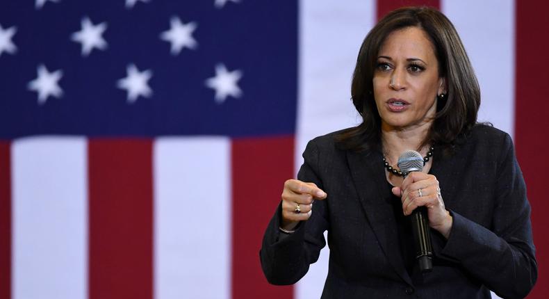 NORTH LAS VEGAS, NEVADA - MARCH 01: U.S. Sen. Kamala Harris (D-CA) speaks during a town hall meeting at Canyon Springs High School on March 1, 2019 in North Las Vegas, Nevada. Harris is campaigning for the 2020 Democratic nomination for president. (Photo by Ethan Miller/Getty Images)