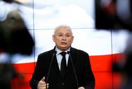 Kaczynski, the leader of the ruling Law and Justice Party speaks during a news conference in Warsaw