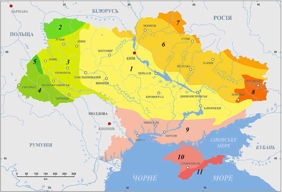 Żółtym kolorem zaznaczona tzw. tarcza ukraińska