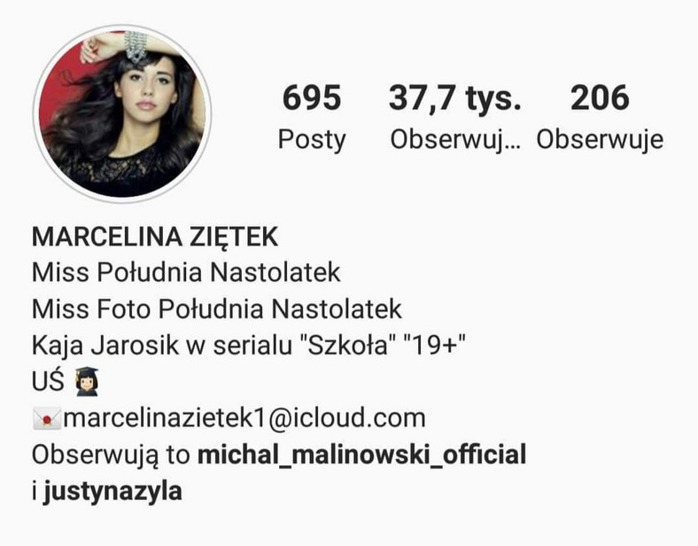 Marcelina Ziętek na Instagramie