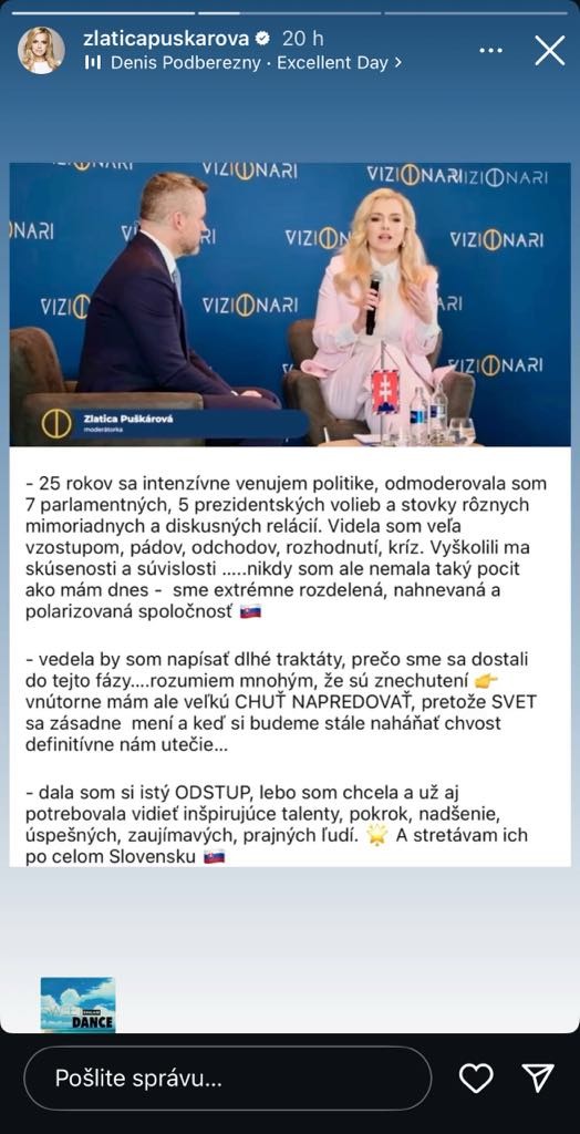 Puškárová sa vyjadrila k politickej situácii na Slovensku. 