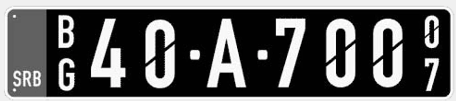 Primer tablice za vozila u vlasništvu diplomatskih i konzularnih predstavništava misija stranih država i predstavništava međunarodnih organizacija u Republici Srbiji i njihovog osoblja koje ima diplomatski status