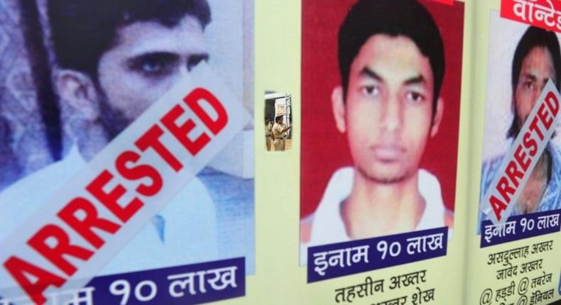 A poster in Mumbai in 2013 of alleged militants Yasin Bhatkal (left) and Asadullah Akhtar