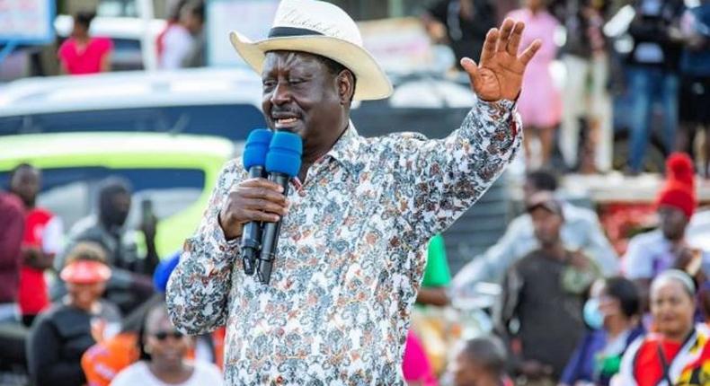 File image of Azimio leader Raila Odinga during a past public address