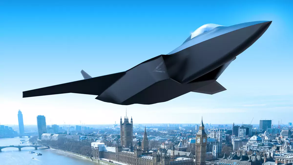 Artystyczna interpretacja myśliwca przyszłości budowanego przez Wielką Brytanię, Włochy i Japonię