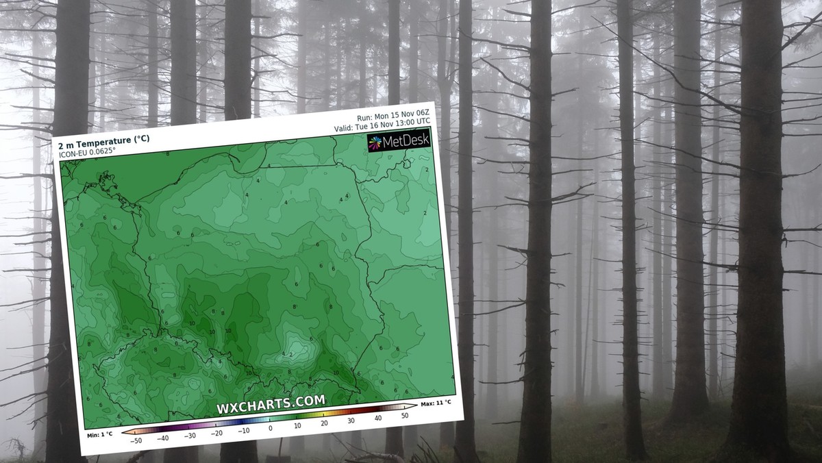 Prognoza pogody na wtorek, 16 listopada. Przeważnie chłodno i pochmurno