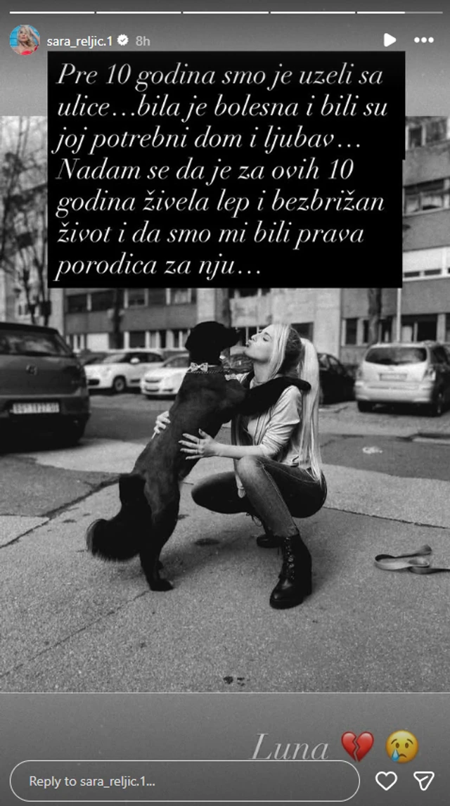 "BILA JE BOLESNA, BILI SU JOJ POTREBNI DOM I LJUBAV" Sara (29) se zauvek oprostila od Lune: "Nadam se da smo bili prava porodica za nju"