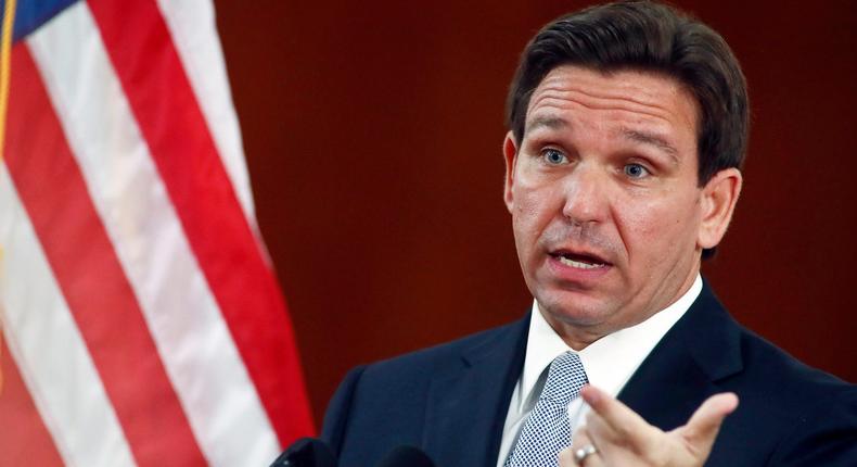 Florida Gov. Ron DeSantis answers questions from the media in the Florida Cabinet following his State of the State address during a joint session of the Senate and House of Representatives Tuesday, March 7, 2023, at the Capitol in Tallahassee, Florida.Phil Sears, File/AP Photo