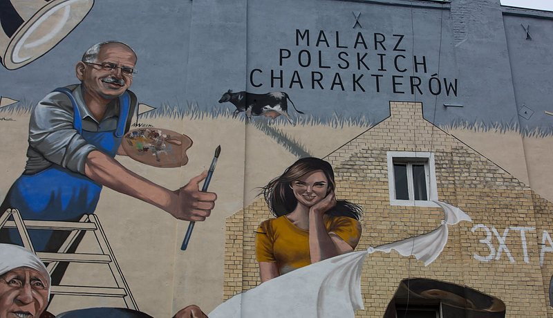 Mural we Wrocławiu na cześć twórczości reżysera Sylwestra Chęcińskiego