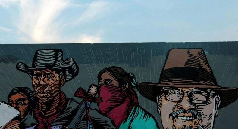 View of a mural painted by artists in memory of Mexican journalist Javier Valdez in Monterrey