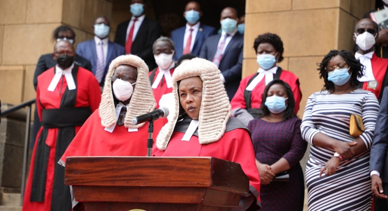 Special court proceedings held as Chief Justice David Maraga retires on January 11, 2021. Justice Philomena Mwilu takes over CJ office on acting capacity