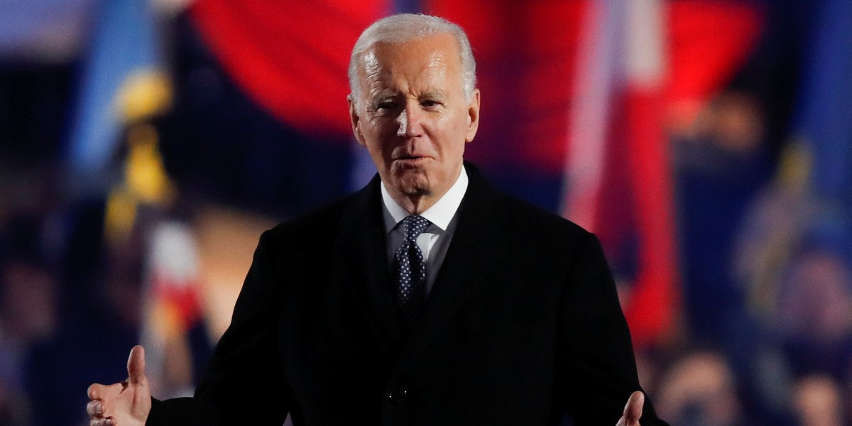 Prezydent USA Joe Biden podczas wizyty w Warszawie.