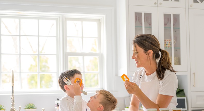 Olivia Napoli feeds her kids dinner after they get off the school bus.Courtesy of Olivia Napoli