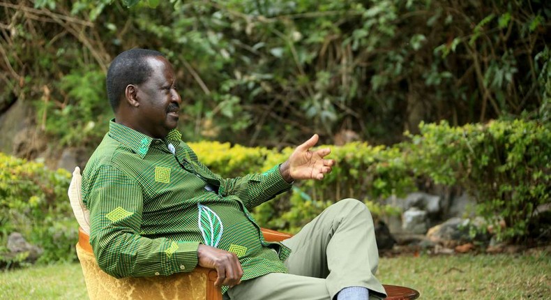 Former Prime Minister Raila Odinga during a recent TV interview