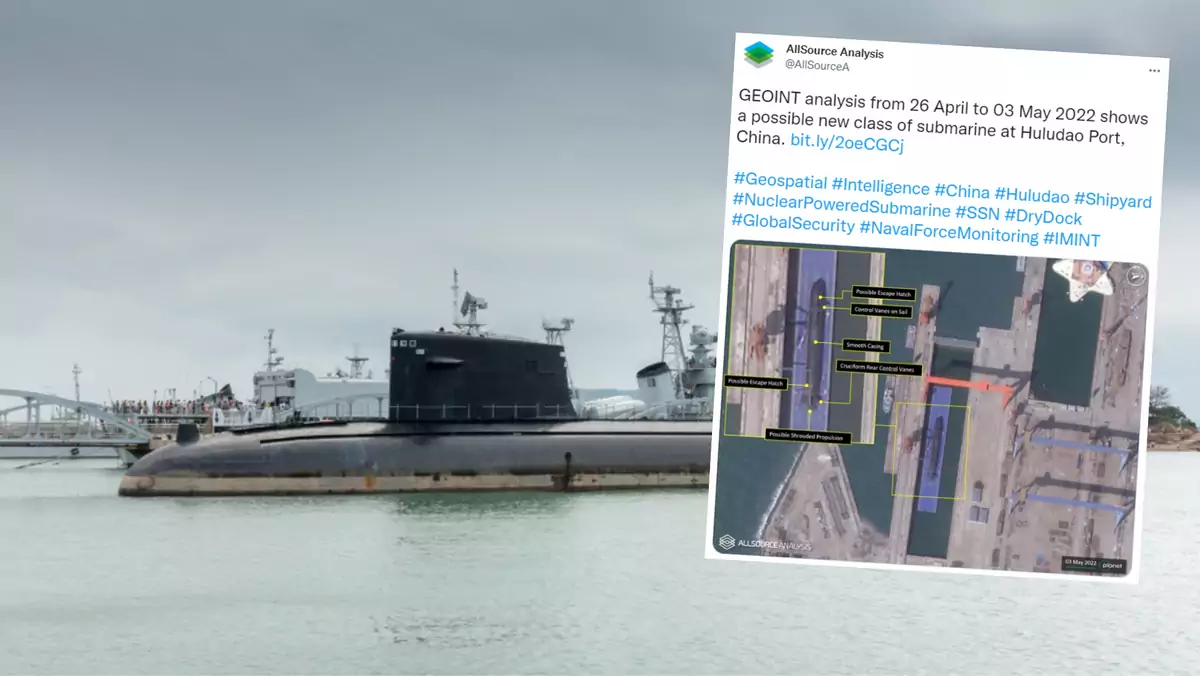 Na zdjęciach satelitarnych widać okręt podwodny w budowie (screen Twitter/AllSource Analysis)