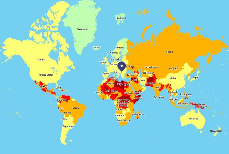 Mapa najopasnijih destinacija