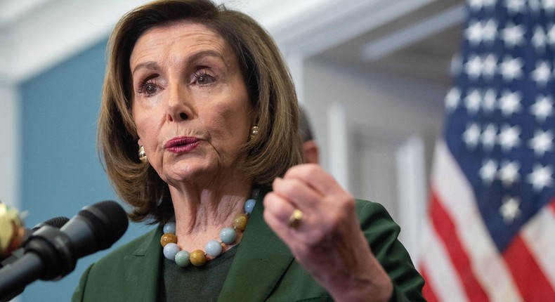 House Speaker Nancy Pelosi at a press conference on Capitol Hill on February 23, 2022.