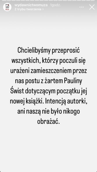 "Przeprosiny" wydawnictwa Muza