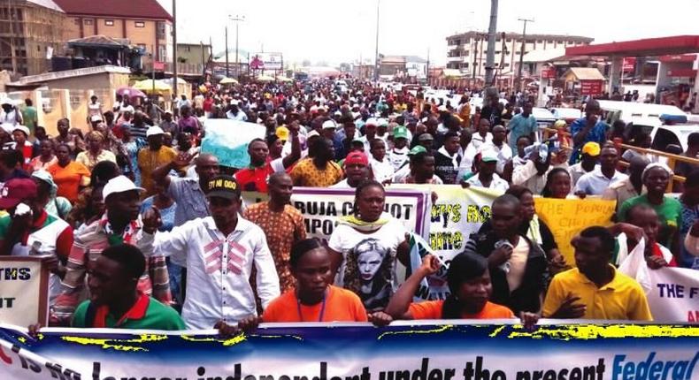 PDP supporters protesting in Ondo state