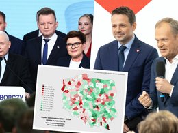 Upadek bastionów i odbicie ważnych województw. Mapa tych wyborów pokazuje więcej niż prosty podział