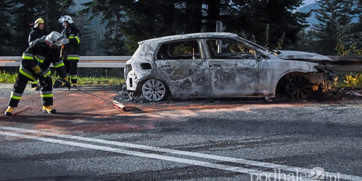 Straszny wypadek pod Zakopanem. Spłonął samochód turystów z Włoch