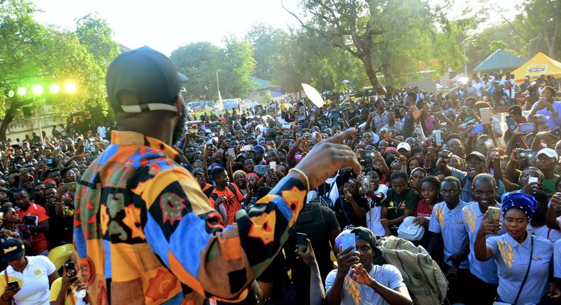 Falz performing at the MTN Pulse Campus Invasion, Kwara State. 