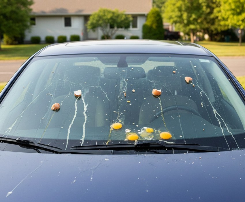Razbijeno jaje na automobilu