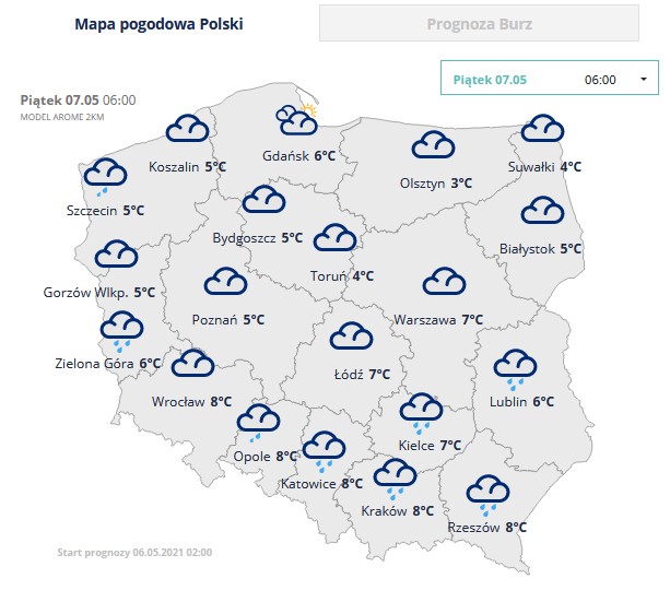 Prognoza pogody. Piątek rano