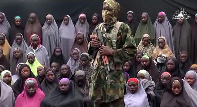 Suspected Chibok girls in a Boko Haram video released on August 14, 2016.