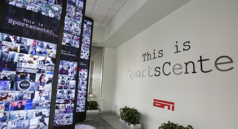 Interactive walls in the lobby of Digital Center 2, a new 194,000 sq. ft building on the ESPN campus in Bristol, Connecticut May 22, 2014 REUTERS/Michelle McLoughlin 