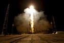 The Soyuz TMA-16M spacecraft carrying the International Space Station crew of Mikhail Kornienko and Gennady Padalka of Russia and Scott Kelly of the U.S. blasts off from the launch pad at the Baikonur cosmodrome