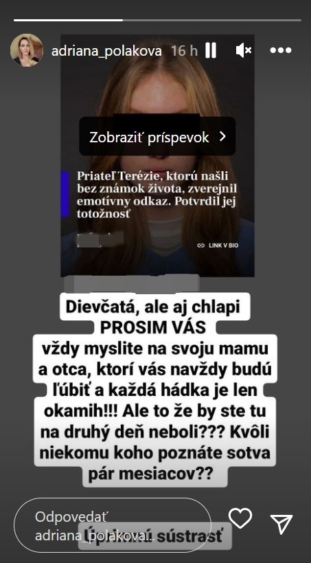 Smrť mladej Slovenky zasiahla aj exmoderátorku.