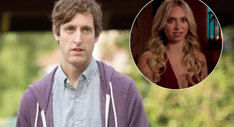 Silicon Valley star Thomas Middleditch and Bachelor Alum Corinne Olympios, inset.