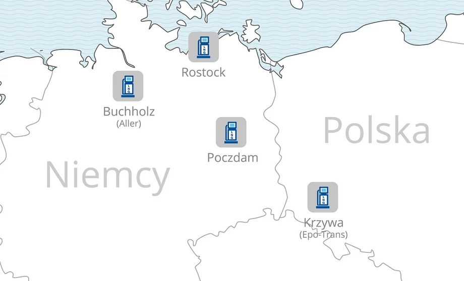 Stacje tankowania LNG Novatek w Europie.