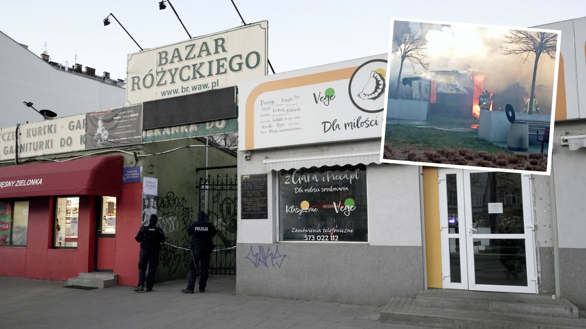 Kłęby dymu nad kultowym bazarem w Warszawie