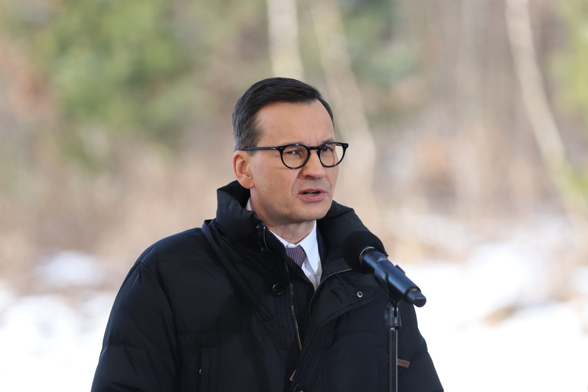 Dobieszowice, 06.02.2023. Premier Mateusz Morawiecki