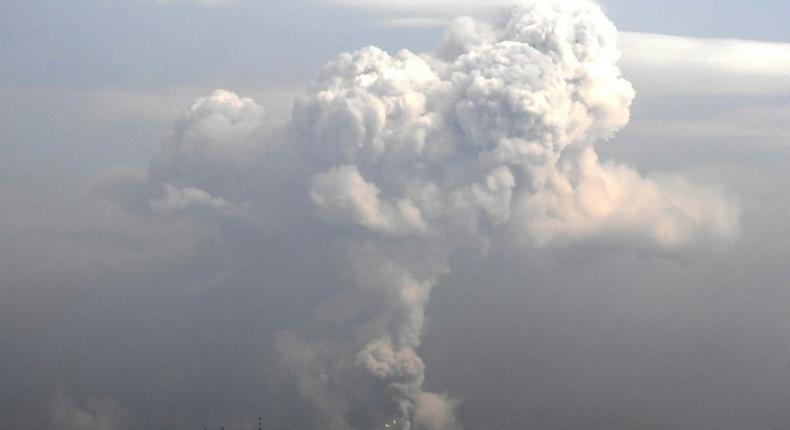 Smoke billows after a series of explosions at an ammunition depot near the Ukrainian city of Balakliya, on March 23, 2017