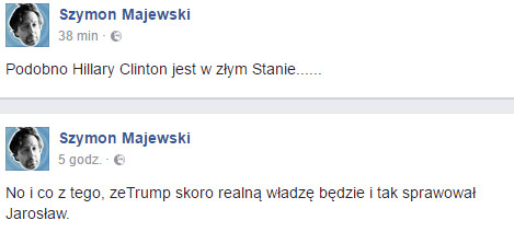 Gwiazdy reagują na wygraną Donalda Trumpa: Szymon Majewski na Facebooku