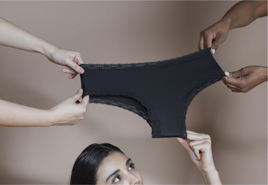 Thinx is "period" underwear containing a cloth that can absorb blood from a woman’s menstrual cycle. It's moisture wicking, leak resistant, and fends off bacteria.